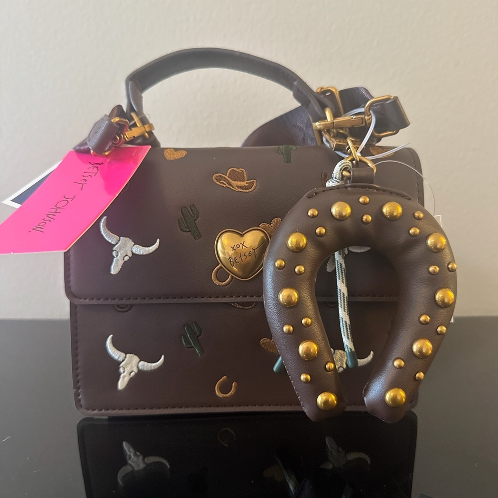 Betsey Johnson Western Cowgirl Satchel w/ Horseshoe Charm